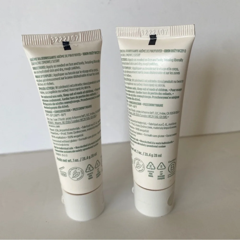 (2) Arbonne Intelligence Rejuvenating Cream Face Body Winter Pine 1oz each New